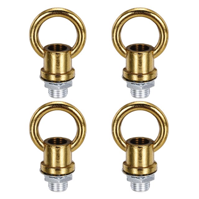 Uxcell 18Lb Load Lamp Female Loop Holder 4 Set M10 Fine Thread Lifting Eye Nut Hook Ring Light Copper 1.1 x 1.4 inch
