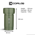 thumbnail image 3 of Corloq EDC120 Rugged Sealed Everyday Carry Storage Container, 120 CC, High Strength Zytel, Green Body, Gray Cap, 3 of 7
