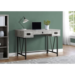 Monarch Specialties Computer Desk, Home Office, Laptop, Storage Drawers, 48"l, Work, Metal, Laminate, Grey, Black, Transitional