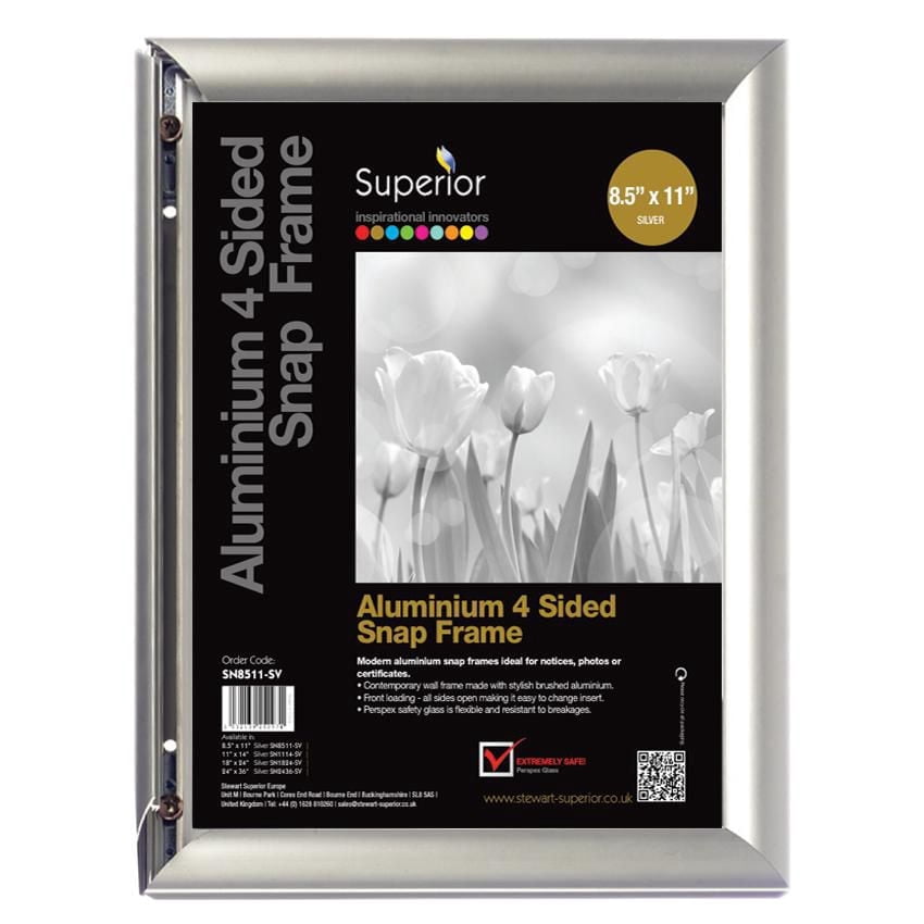 SECO Snap Affiche Cadre Cas, 11 x 14 pouces, Argent