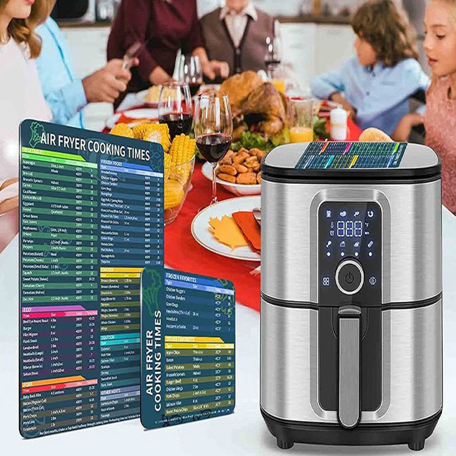 TIMIFIS Air Fryer Magnetic Cheat Sheet,Air Fryer Accessories Cook Times,Air fryer Accessory Magnet Sheet Quick Reference Guide for Cooking and Frying Cheat Sheet