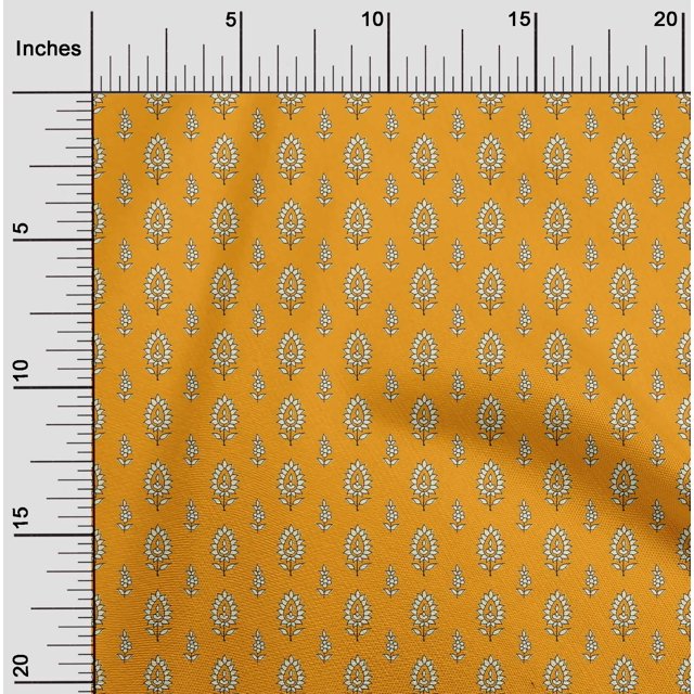 oneOone Cotton Silk Fabric Leaves & Floral Block Print Sewing Fabric BTY 42 Inch Wide