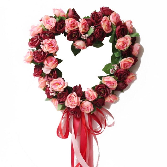 For Front Door Realistic Lifelike Indoor Outdoor Bright Color For Wedding Artificial Flower Valentines Day Wreath