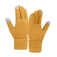 thumbnail image 1 of Women Winter Wool Warm Gloves Solid Color Fleece Knitted Cold Proof Gloves, 1 of 3