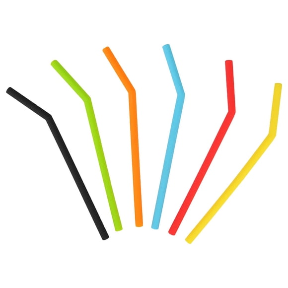 Silicone Reusable Straws Set of 6 Colorful Flexible BPA-Free for Juice Milk Smoothies Eco-Friendly Dishwasher