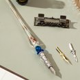 thumbnail image 3 of Retro Glass Dip Ink Pen Set Vintage Quill Pen Calligraphy Crystal Writing Signature Ink Dipped Pen with 2 Nibs & Pen Holder in Gift Box for Handwriting Student Friends Lovers, 3 of 9