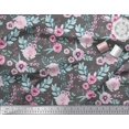 thumbnail image 3 of Soimoi Tissu en Voile de Coton Gris Anémone & Fleurs Roses Tissu Floral Imprimé au Mètre 42 Pouces de Large, 3 of 3