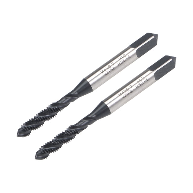 Unique Bargains M4 x 0.7 Spiral Flute Thread Tap, Metric Machine Threading Tap HSS Nitriding Coated, Round Shank with Square End, 2pcs