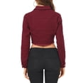 thumbnail image 3 of INSPIRE CHIC Women's Jean Jacket Frayed Button Up Washed Cropped Denim Jacket XL Burgundy, 3 of 7