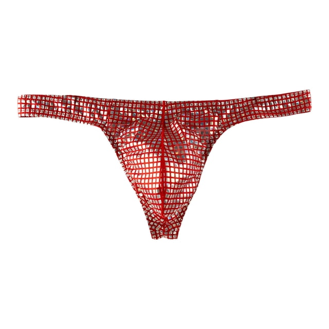 Penkiiy String Transparent pour Hommes g-Strings Bikini sous-Vêtements en Maille Transparente String pour Homme G Rouge