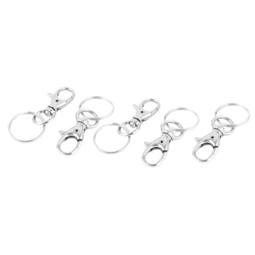 Unique Bargains 5 Pcs Snap Hook Lobster Clasp Swivel Trigger Clips Split Key Ring Chain Findings
