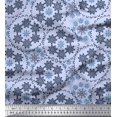 thumbnail image 1 of Soimoi Satin Silk Fabric Snowflake Artistic Decor Fabric Printed Yard 42 Inch Wide, 1 of 3