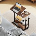 thumbnail image 2 of Costway Bureau Debout Mobile avec Plateau Inclinable, Étagères de Rangement et Roulettes pour Salon, 2 of 10