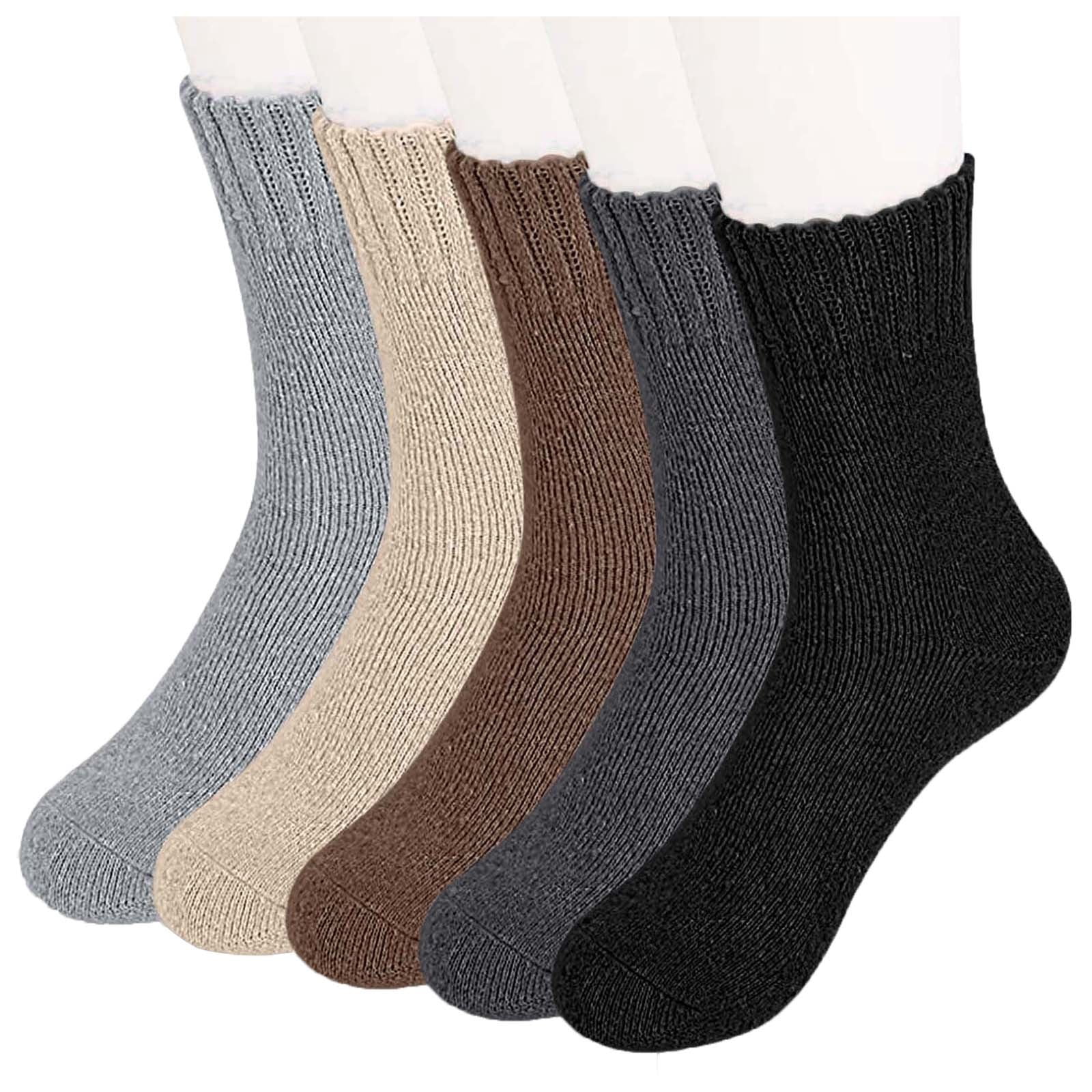 Aocisk 5 Pairs Of Womens Socks Winter Casual Comfor t Mid Thermal Warm Socks In Assorted Colors for Daily Wear Grey One Size