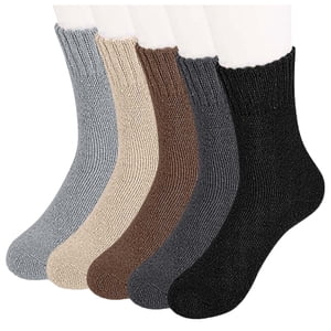 Aocisk 5 Pairs Of Femmes Chaussettes Hiver Casual Comfor t Chausse chaude mi-therme dans des couleurs assorties pour porter quotidiennement gris Une taille