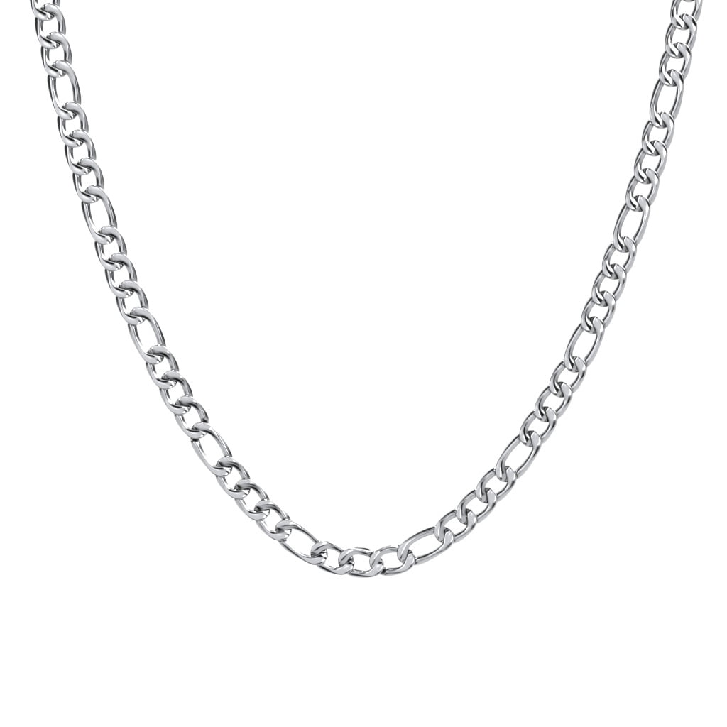 Men's 20" Figaro Chain Necklace in Stainless Steel - 8mm
