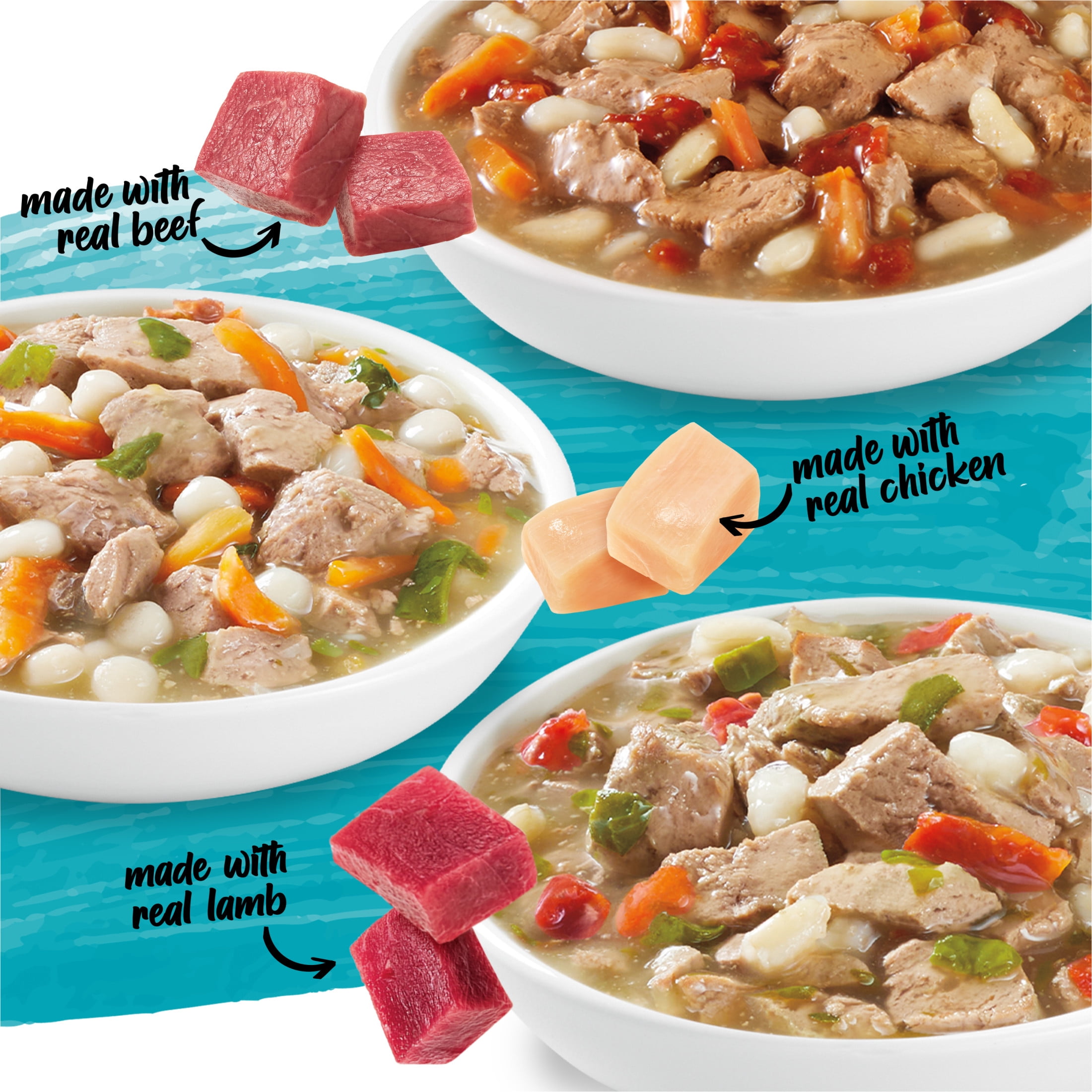 Purina Beneful IncrediBites avec du Vrai Agneau, du Vrai Boeuf, du Vrai Poulet en Sauce 24C Emballage Assorti, Nourriture Humide pour Chiens, 85g x 24