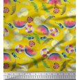thumbnail image 1 of Soimoi Polyester Crepe Fabric Fruits,Swim Ring & Goggles Summer Designs Printed Fabric 1 Yard 52 Inch Wide, 1 of 3