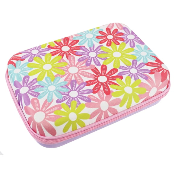 Pen+Gear Boîte à crayons rectangulaire en EVA motif floral multicolore, fermeture à glissière rose, l’école primaire et le premier cycle du secondaire