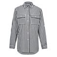 thumbnail image 4 of Hauts pour Femmes à Rayures Imprimées, Chemise à Simple Boutonnage à Manches Longues, Hauts en Coton et Lin, 4 of 5