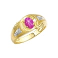 thumbnail image 3 of RYLOS Men's Rings Yellow Gold Plated Silver Rings Classic Designer Style 8X6MM Gemstone & Diamond Ring Star Ruby July Birthstone Rings For Men Size 10, 3 of 7