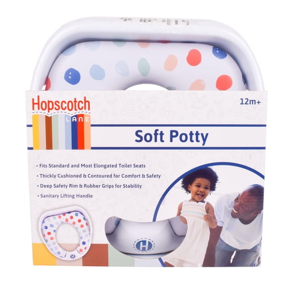 Siège d'entraînement pour pot enfant en bas âge Hopscotch Lane avec crochet de rangement et poignées, unisexe.