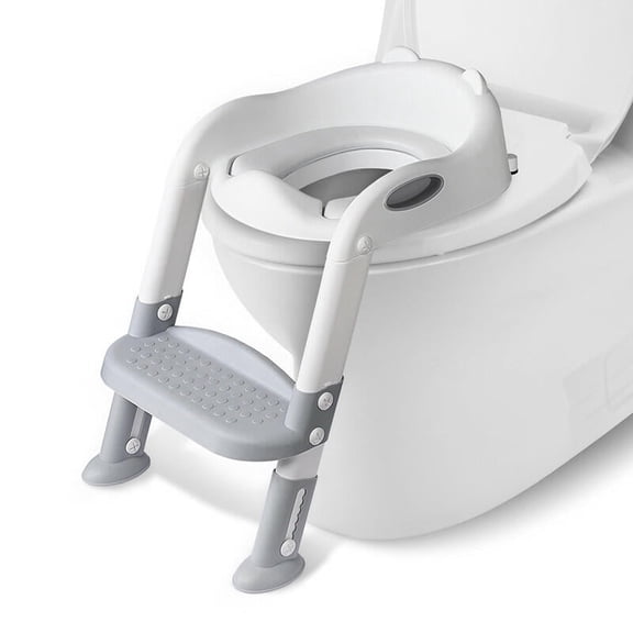 Kids Toilet Potty Training Seat, Toddler Training Toilet Potty Chair with Step Stool Ladder, Handles and Splash Guard, Adjustable Height