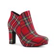 thumbnail image 1 of Unique Bargains Bottes à Talon Épais à Bout Rond pour Femme, Cheville, Rouges (Taille 5,5), 1 of 7