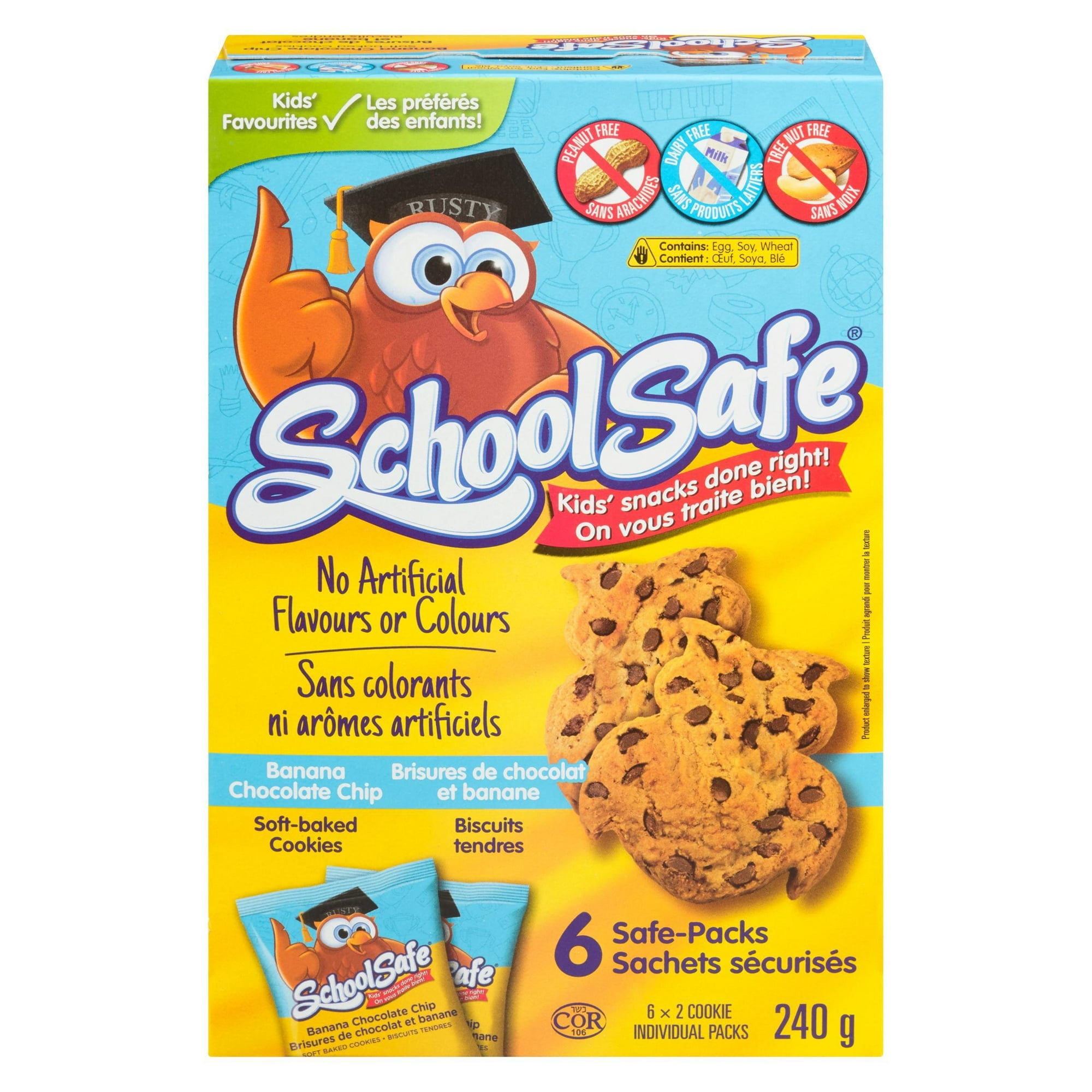 School Safe Banana Chocolate Chip Owl Cookie 240g