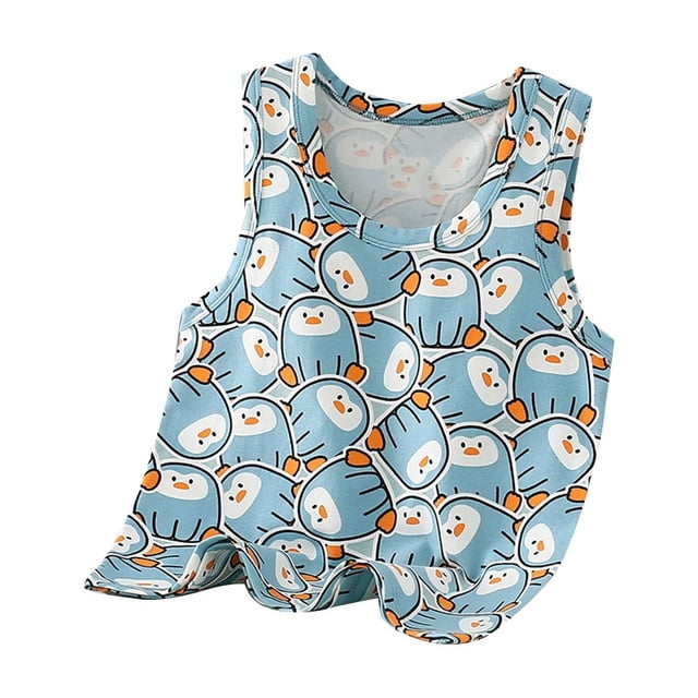 VEKDONE Camisole d'Été à Col Rond pour Enfants, Chandail de Base, Camisoles Décontractées et Confortables pour Filles