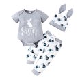 thumbnail image 1 of MIASHUI Baby Boy Easter Outfit Short Sleeve Romper Pants Hat 3PCS Clothes Set,Grey,6-9 Months, 1 of 6