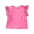 thumbnail image 1 of Sunnyoo Girls Ruffle Sleeve Cotton T-Shirt Solid Color Casual Crew Neck T Shirt, 1 of 2