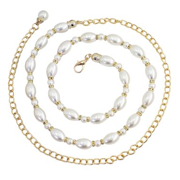 Clearance! Baberdicy Women Rhinestone Inlay Hook Adjustment Pearl Waist Chain Decorative Dress Waist Small Fragrance Thin Belt Sweet Chain White