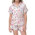 thumbnail image 2 of Toddler Girl Pajamas Pattern Printed Short Sleeve Button Down Shorts Set Outfits Baby Girl Clothes Black 4-5 Years, 2 of 3