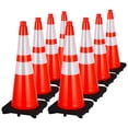 thumbnail image 3 of High Visibility & Durable PVC Vehicle Cone Decor – 28" Orange Safety Cones with 2 Reflective Collars – Road, Parking, Driveway Markers – Set of 8 – Red, 3 of 7