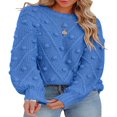 thumbnail image 1 of Knitted Sweaters for Women Solid Sweaters Crew Neck Pullover Long Sleeve Jumper Tops, 1 of 6