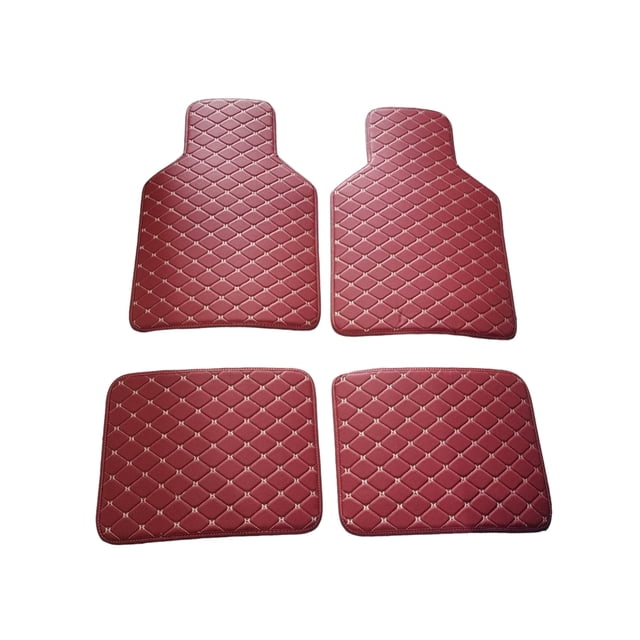 Maytalsory 4 Pcs Tapis de Sol pour Voiture Doublure Automobile Tapis Lavable Réutilisable Rouge Vin