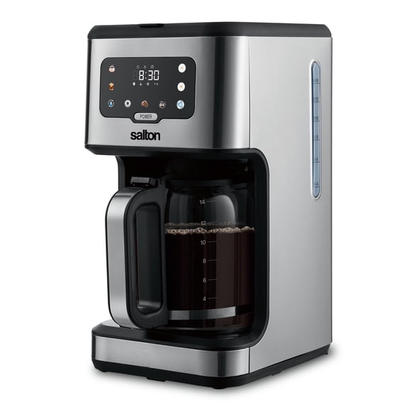 Salton Stainless Steel Digital Coffee Maker – 14 Cup | Hot & Iced Coffee Modes | 24-Hour Timer | LED Touchscreen Display | Reusable Filter | Anti-Drip Function | Keep Warm (FC2149)