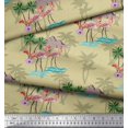thumbnail image 2 of Soimoi Beige polyester Crepe Fabric Palm Tree, & Flamingo Bird Print Fabric by Yard 42 Inch Wide, 2 of 3