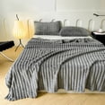 thumbnail image 1 of Plaid en Flanelle Polaire - Couverture Douce à Rayures en Microfibre Côtelée, Couverture Chaude et Confortable en Polyester Pour, Gris, JKODE, 1 of 9