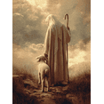 thumbnail image 1 of Toile Murale Religieuse Berger et Agneau 15,75 X 11,81 Pouces, 1 of 8