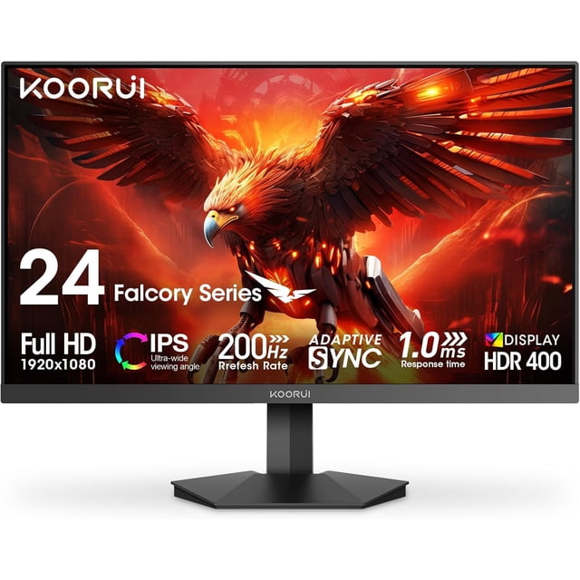 KOORUI 24" IPS Gaming Monitor, HD 1920×1080p, 165Hz 200Hz Monitor