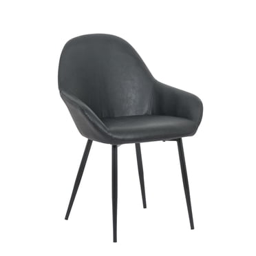 Take Me Home Black Dining Chair – Set of 2 Side Chairs with Arms, Sleek or PU Leather Upholstery, Sturdy Matte Black Legs, and Durable Design for Restaurants and Dining Rooms