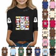 thumbnail image 1 of MKOSPLRT T-Shirts d'Halloween pour Enfants Filles Garçons Manches 3/4 Hauts Col Rond T-Shirts Graphiques Amusants Décontractés Amples T-Shirts de Sortie T-Shirts de Rentrée, 1 of 4
