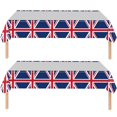 thumbnail image 1 of AMERTEER Union Jack Tableware Tablecloth/Paper Plates/ Napkins / Cups / Spoons / Fork / Triangle Flags Banner Dinnerware ，2 tablecloths, 1 of 9