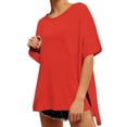 thumbnail image 2 of WRKEKC Chemises à Manches Courtes pour Femmes, T-Shirts d'Été pour Femmes, Chemise de Sport à Manches Courtes Col Rond Couleur Unie Grande Taille pour Femmes, 2 of 8