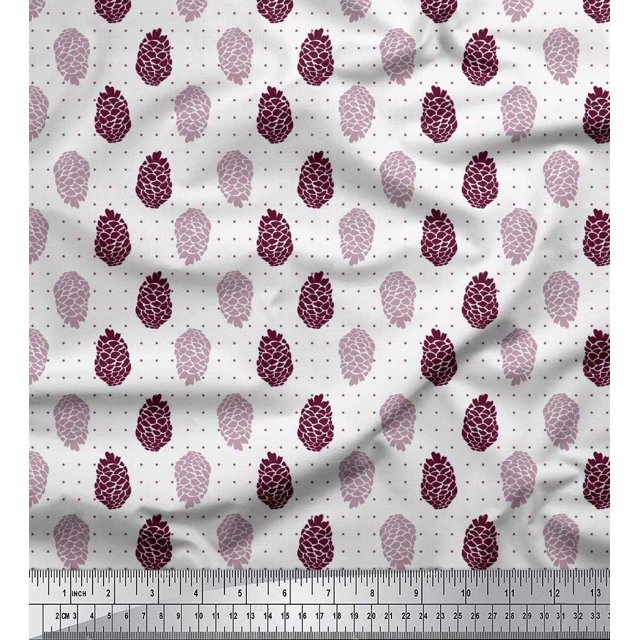 Soimoi Purple polyester Georgette Fabric Dot & Fruits Print Sewing Fabric Yard 52 Inch Wide