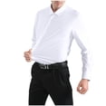 thumbnail image 2 of RXIRUCGD Chemises à Col Rabattu en Tissu Élastique Uni pour Hommes, Blanc, Taille : L, 2 of 4