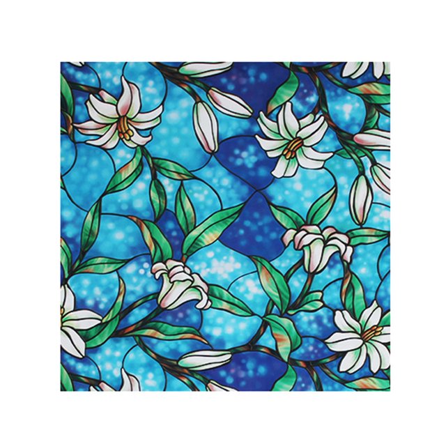 XZNGL Home Decor Mirror Wall Decor Pvc Lily Static Window Film No Glue Removable Stained Glass Decal