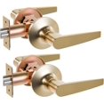 thumbnail image 1 of of Lever Keyed Entry Door Lever Handle Lock Universal Door Knob Hardware Nickel Brushed Color (MRCA), 1 of 5